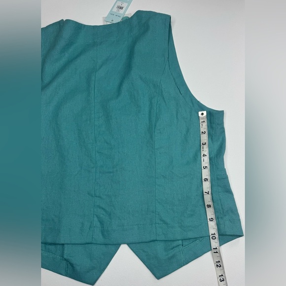 NWT blue sol Linen Blend Button Down Vest Womens Size Large - Picture 7 of 8